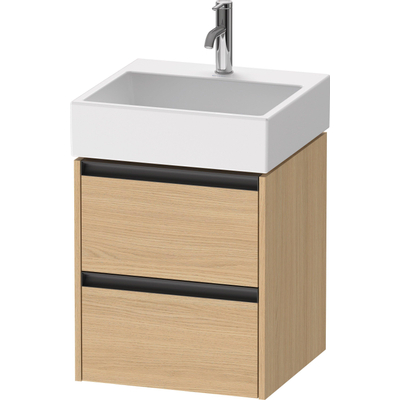 Duravit ketho meuble 2 vasques avec 2 tiroirs 48.4x46x54.9cm avec poignées anthracite chêne naturel mat