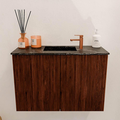 Mondiaz JOYA-DLUX 60cm toiletmeubel - kleur Ruby - Wastafel FAYE positie Midden 1 kraangat kleur Lava.