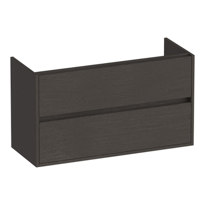 BRAUER Adore wastafelonderkast ondiep - 100x39x55cm - 2 softclose lades - greeploos - 1 sifon uitsparing - Timber Anthracite