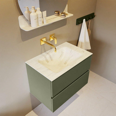 Mondiaz VICA-DLUX ensemble de meuble de salle de bain - 70cm - meuble sous-vasque armée - 2 tiroirs - lavabo encastré nuage milieu - sans trous de robinet - version haute de 60cm - opalo