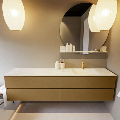 Mondiaz VICA-DLUX ensemble de meuble de salle de bain - 200cm - meuble sous-vasque oro - 4 tiroirs - lavabo encastré cloud droite - 1 trou de robinet - version haute de 60cm - opalo