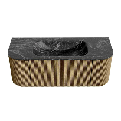 Mondiaz KURVE-DLUX Ensemble meuble de salle de bains - 120x46x40cm - 1 tiroir - 2 portes - lavabo solid surface - central - sans trou de robinet - Dusk
