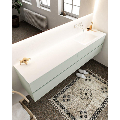 Mondiaz VICA ensemble de meuble de salle de bain - 200cm - meuble sous-vasque gris - 4 tiroirs - lavabo cloud droite - sans trou de robinet - miroir LED - version XL 60cm de haut