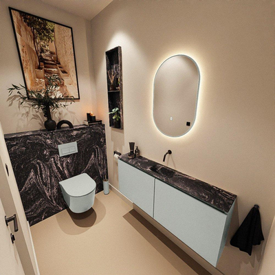 MONDIAZ TURE-DLUX Meuble WC 120 cm Greey. Lavabo EDEN Lava position milieu. Sans trou de robinet.