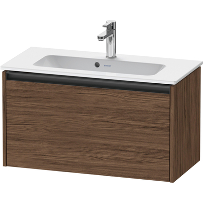Duravit Ketho.2 Wastafelonderbouwkast - met 1 lade - 68x39x44cm - met greep antraciet - donker noten mat