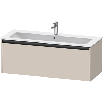 Duravit Ketho.2 Wastafelonderbouwkast - met 1 lade - voor enkele wastafel - 121x48x44cm - met greep antraciet - taupe mat