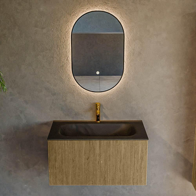Mondiaz KURVE Badkamermeubelset - 80x46x40cm - 1 lade - wastafel solid surface - midden - 1 kraangat - Dusk