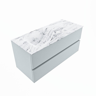 MONDIAZ VICA-DLUX Ensemble meuble de salle de bains - 110cm - meuble sous-vasque clay - 2 tiroirs - lavabo encastré cloud gauche - 1 trou de robinet - version haute 60cm - glace