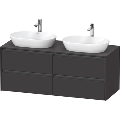 Duravit ketho meuble sous 2 lavabos avec plaque console et 4 tiroirs pour double lavabo 140x55x56.8cm avec poignées anthracite graphite super mat