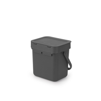 Brabantia Sort & Go afvalbakje - 3 liter - hengsel - donker grijs