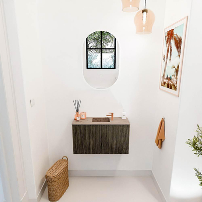 Mondiaz JOYA-DLUX 70cm toiletmeubel - kleur Shadow - Wastafel FAYE positie Midden 1 kraangat kleur Arena.