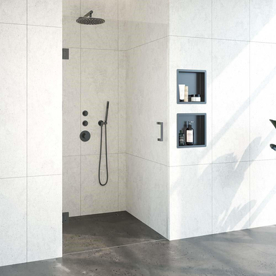 BRAUER Void porte de niche verre transparent 100x200 réversible incl. traitement du verre PVD gunmetal brossé