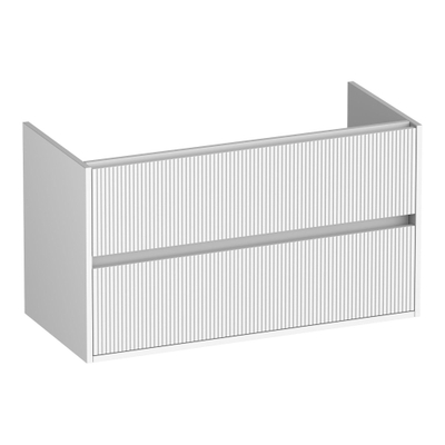 BRAUER Adore Wavy wastafelonderkast 100 2 softclose lades - greeploos - 1 sifon uitsparing - mat wit