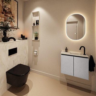 MONDIAZ TURE-DLUX 60cm toiletmeubel Plata. EDEN wastafel Ostra positie rechts. Met 1 kraangat.