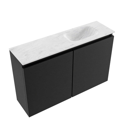 MONDIAZ TURE-DLUX 80cm toiletmeubel Urban. EDEN wastafel Opalo positie rechts. Met 1 kraangat.
