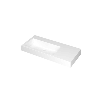 INK Momento lavabo - 100x45x9cm - 1 cuve à gauche - 0 trou de robinet - polystone blanc mat