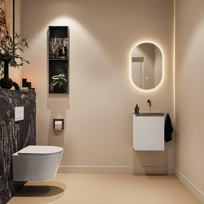 MONDIAZ TURE-DLUX Meuble toilette - 40cm - Linen - EDEN - vasque Lava - position droite - sans trou de robinet