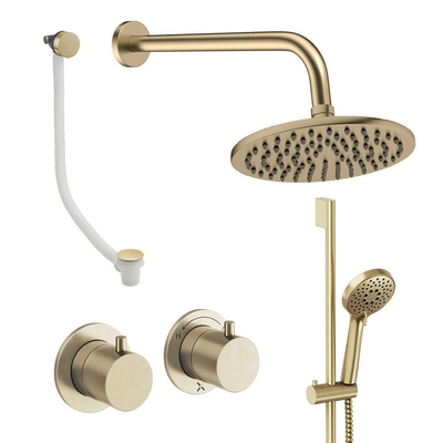 Crosswater MPRO Module ensemble de douche pluie encastré – douche de tête Ø 20 cm – 2 leviers – vidage de baignoire – laiton brossé
