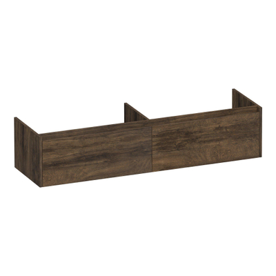 BRAUER Embrace meuble sous-lavabo - 159.8x35x45.5cm - 2 tiroirs à fermeture en douceur - sans poignées - 2 découpes pour siphon - Chêne brut