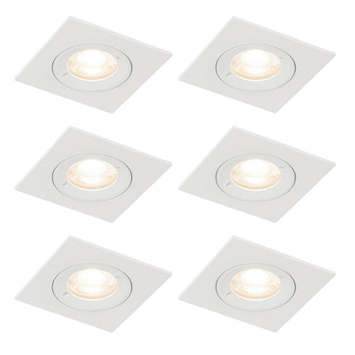 QAZQA Xena spot encastré - set de 6 - 8x8cm - IP44 - carré - blanc mat