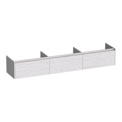 BRAUER Embrace wastafelonderkast - 219.8x35x45.5cm - met 3 softclose lades - greeploos - 0 sifon uitsparingen - Forest Seashell