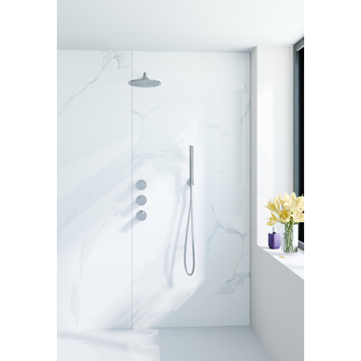 Fortifura Nebbio opbouw regendoucheset – Ø30 cm hoofddouche – 35 cm gebogen wandarm – RVS geborsteld