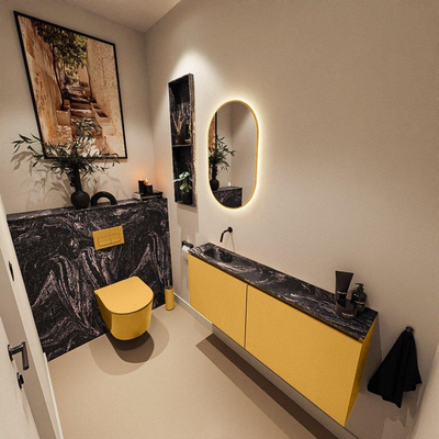 MONDIAZ TURE-DLUX 120cm toiletmeubel Ocher. EDEN wastafel Lava positie links. Zonder kraangat.