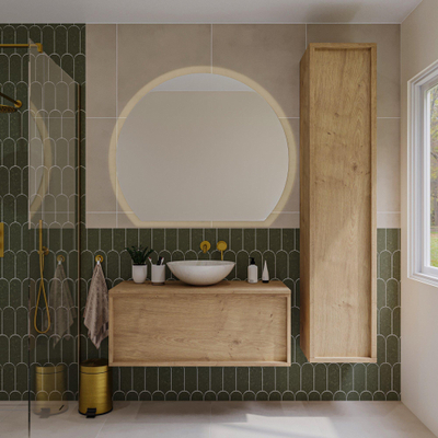 Saniclass Holz Frame Hoge kast - 140x35x38cm - 2 deuren - Eiken natural