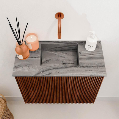 Mondiaz JOYA-DLUX 50cm toiletmeubel - kleur Ruby - Wastafel FAYE positie Midden Zonder kraangat kleur Sombra.
