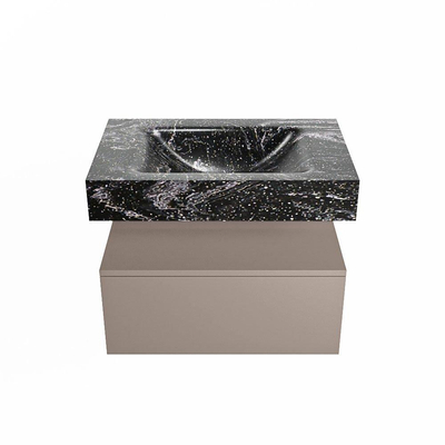 Mondiaz ALAN-DLUX Ensemble de meuble - 70cm - meuble Smoke mat - 1 tiroir - Lavabo Cloud Lava suspendu - vasque Centre - 1 trou de robinet