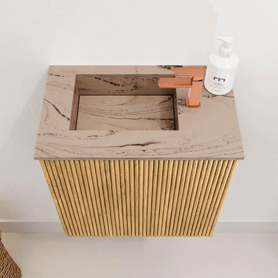 Mondiaz JOYA-DLUX Meuble de toilette 40cm - couleur Oak - Vasque FAYE position Gauche 1 trou de robinet couleur Arena