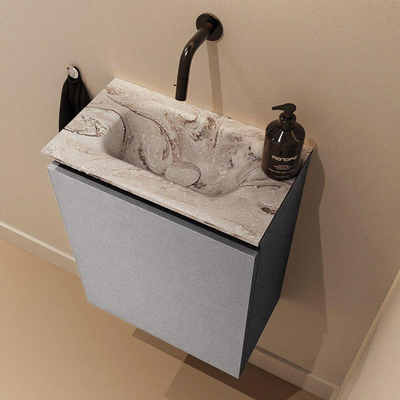 MONDIAZ TURE-DLUX meuble de WC 40 cm Plata. Lavabo EDEN Glace position milieu. Sans trou de robinet.