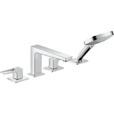 Hansgrohe Metropol 4-trous ensemble mitigeur de bord de baignoire avec poignées en barre chrome