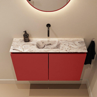 MONDIAZ TURE-DLUX Meuble de toilettes 80 cm Fire. EDEN lavabo Glace position milieu. Sans trou de robinet.