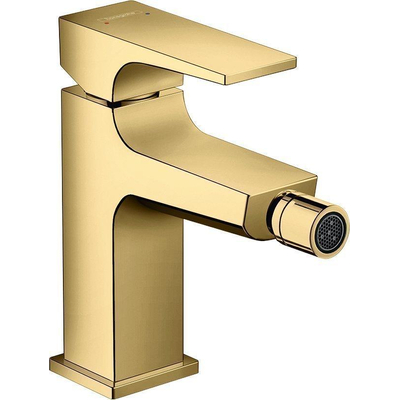 Hansgrohe Metropol 1-gats bidetkraan - 100 met push open waste - met voorsprong uitloop 12.9cm - glans goud