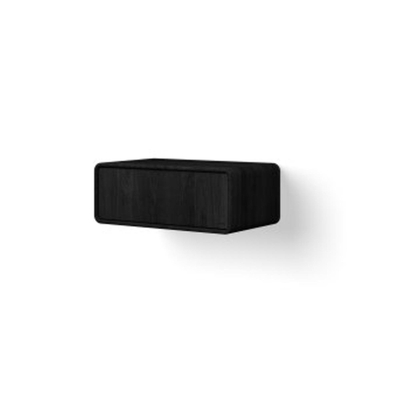 Looox Wooden Rounded – Meuble de salle de bains – 30 × 80 × 46 cm – 1 tiroir – chêne noir