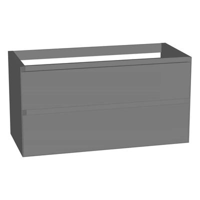 INK Wastafelonderkast - 100x45x52cm - 2 lades - greeploos - MDF lak - Mat grijs