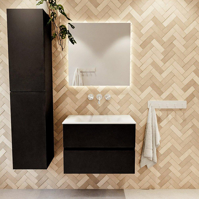 Mondiaz VICA ensemble de meuble de salle de bain - 70cm - meuble sous-vasque urban - 2 tiroirs - lavabo cloud milieu - sans trous de robinet - couleur talc - miroir LED - version XL 60cm de haut