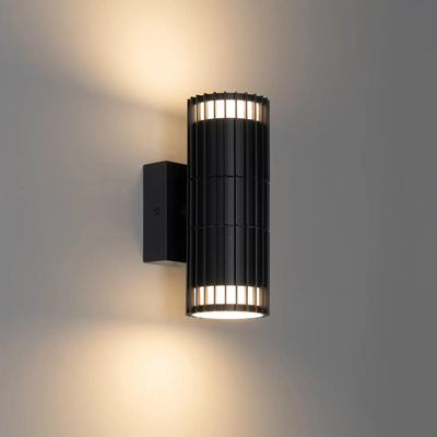 QAZQA Boris Wandlamp - 2 lampen - inclusief dimbare led lamp - IP44 - Rond - Zwart