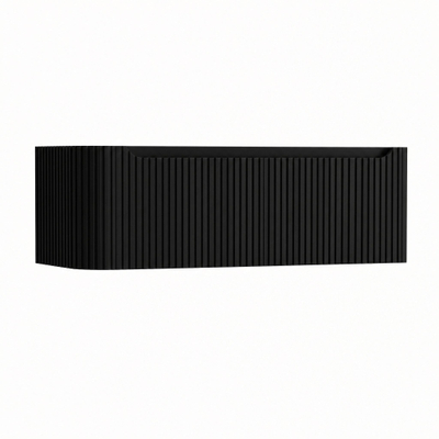 H&R Badmeubelen Juice Wastafelonderkast - 120x45x40cm - linkerhoek afgerond - 3D-front - 2 lades - geïntegreerde greep - zwart mat