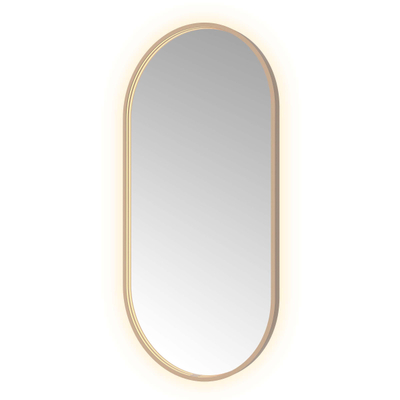Hotbath &MORE Spiegel Oval - 60x120cm - direct en indirect LED - spiegelverwarming - dimbaar - met afstandsbediening - PVD - geborsteld koper