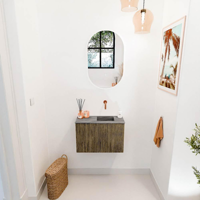 Mondiaz JOYA-DLUX 60cm toiletmeubel - kleur Dusk - Wastafel FAYE positie Rechts Zonder kraangat kleur Sombra.