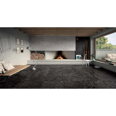 Vtwonen Carrelage composite sol et mur 60x60cm 9mm rectifié R10 porcellanato Noir Anthracite