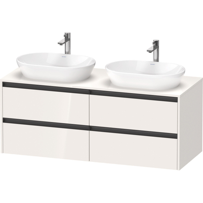 Duravit ketho 2 meuble sous lavabo avec plaque console et 4 tiroirs pour double lavabo 140x55x56.8cm avec poignées anthracite blanc brillant