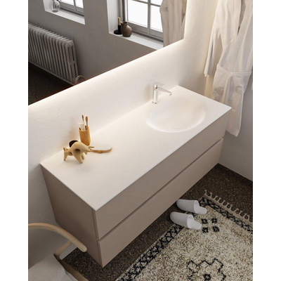 Mondiaz VICA ensemble de meuble de salle de bain - 120cm - meuble sous-vasque fumée - 2 tiroirs - lavabo lune droite - 1 trou de robinet - version XL 60cm haut