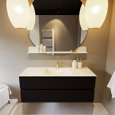 Mondiaz VICA-DLUX ensemble de meuble de salle de bain - 130cm - meuble sous-vasque urban - 2 tiroirs - lavabo encastré cloud milieu - 1 trou de robinet - version haute de 60cm - opalo