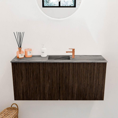 Mondiaz JOYA-DLUX 90cm toiletmeubel - kleur Walnut - Wastafel FAYE positie Midden 1 kraangat kleur Sombra.