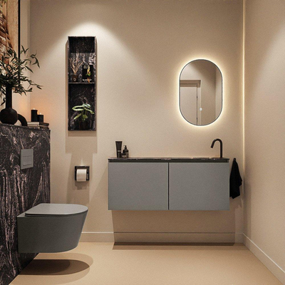 MONDIAZ TURE-DLUX 120cm toiletmeubel Smoke. EDEN wastafel Lava positie rechts. Met 1 kraangat.