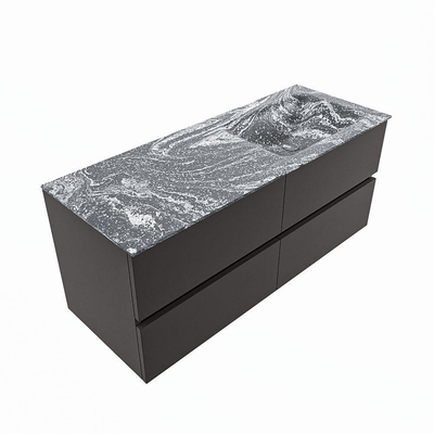 Mondiaz VICA-DLUX ensemble de meuble de salle de bain - 120cm - meuble sous-vasque gris foncé - 4 tiroirs - lavabo encastré cloud droite - 1 trou de robinet - version haute de 60cm - lave