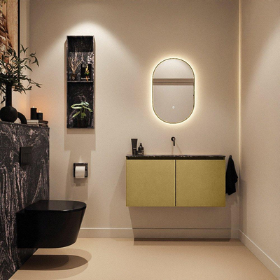 MONDIAZ TURE-DLUX Meuble WC 100 cm Oro. EDEN lavabo Lava position centrale. Sans trou de robinet.